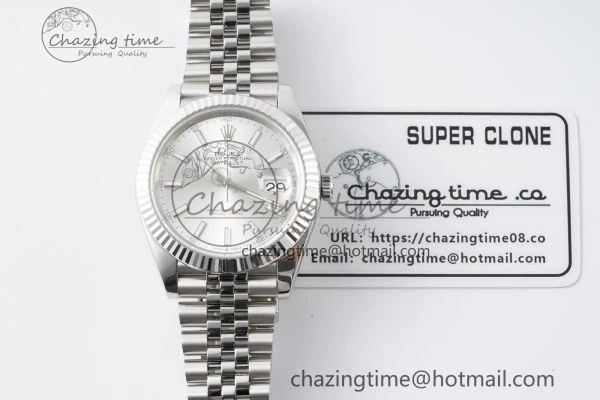 Contemporary DateJust 41 SS Fluted Bezel KING 1:1 Best Edition 904L Steel Silver Stick Dial on Jubilee Bracelet VR 2209