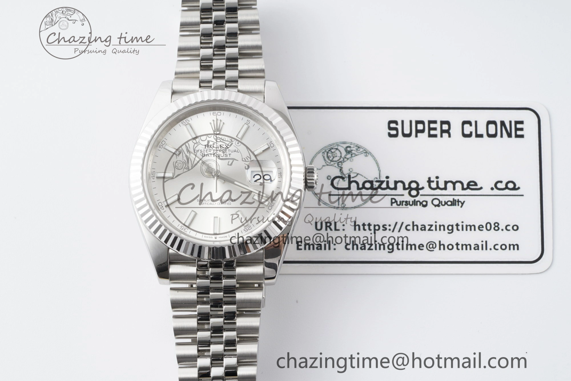 Contemporary DateJust 41 SS Fluted Bezel KING 1:1 Best Edition 904L Steel Silver Stick Dial on Jubilee Bracelet VR 2209