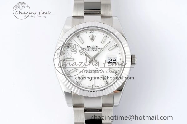 Resilient DateJust 41 SS Fluted Bezel KING 1:1 Best Edition 904L Steel White Dial on Oyster Bracelet VR 2219