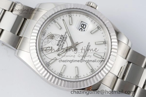 Resilient DateJust 41 SS Fluted Bezel KING 1:1 Best Edition 904L Steel White Dial on Oyster Bracelet VR 2219