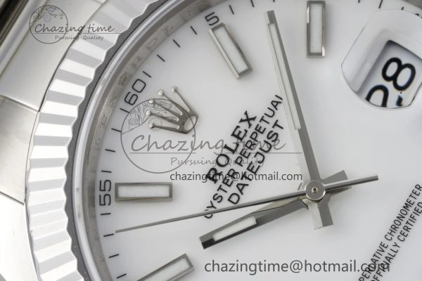 Resilient DateJust 41 SS Fluted Bezel KING 1:1 Best Edition 904L Steel White Dial on Oyster Bracelet VR 2219