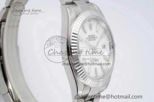 Resilient DateJust 41 SS Fluted Bezel KING 1:1 Best Edition 904L Steel White Dial on Oyster Bracelet VR 2219