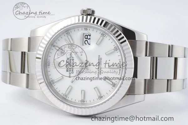 Resilient DateJust 41 SS Fluted Bezel KING 1:1 Best Edition 904L Steel White Dial on Oyster Bracelet VR 2219