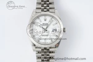 DateJust 41 SS Fluted Bezel KING 1:1 Best Edition 904L Steel White Stick Dial on Jubilee Bracelet VR Compact 2202