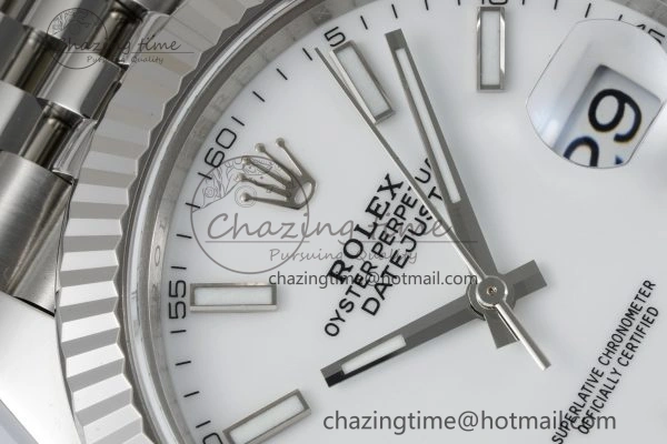 DateJust 41 SS Fluted Bezel KING 1:1 Best Edition 904L Steel White Stick Dial on Jubilee Bracelet VR Compact 2202