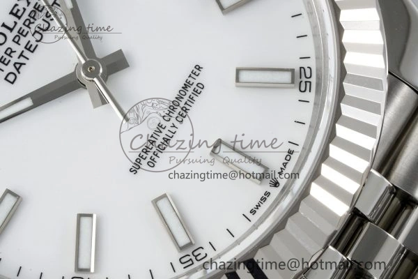 DateJust 41 SS Fluted Bezel KING 1:1 Best Edition 904L Steel White Stick Dial on Jubilee Bracelet VR Compact 2202