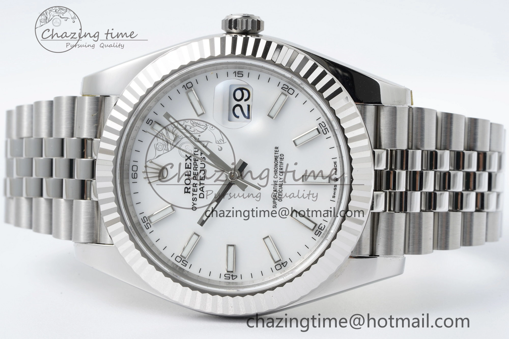 DateJust 41 SS Fluted Bezel KING 1:1 Best Edition 904L Steel White Stick Dial on Jubilee Bracelet VR Compact 2202