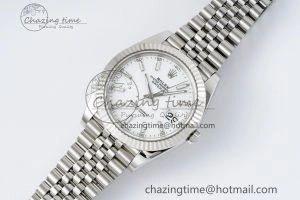 DateJust 41 SS Fluted Bezel KING 1:1 Best Edition 904L Steel White Stick Dial on Jubilee Bracelet VR Compact 2202