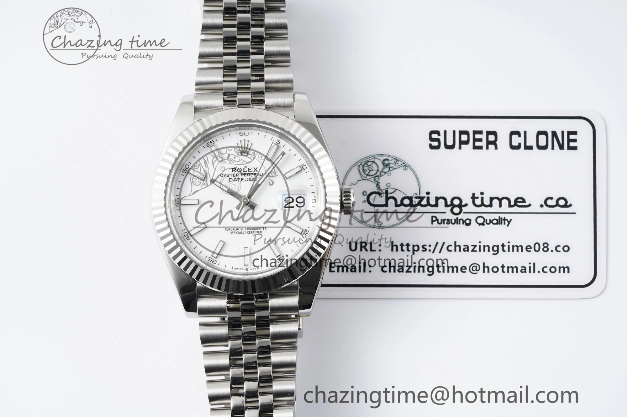 DateJust 41 SS Fluted Bezel KING 1:1 Best Edition 904L Steel White Stick Dial on Jubilee Bracelet VR Compact 2202