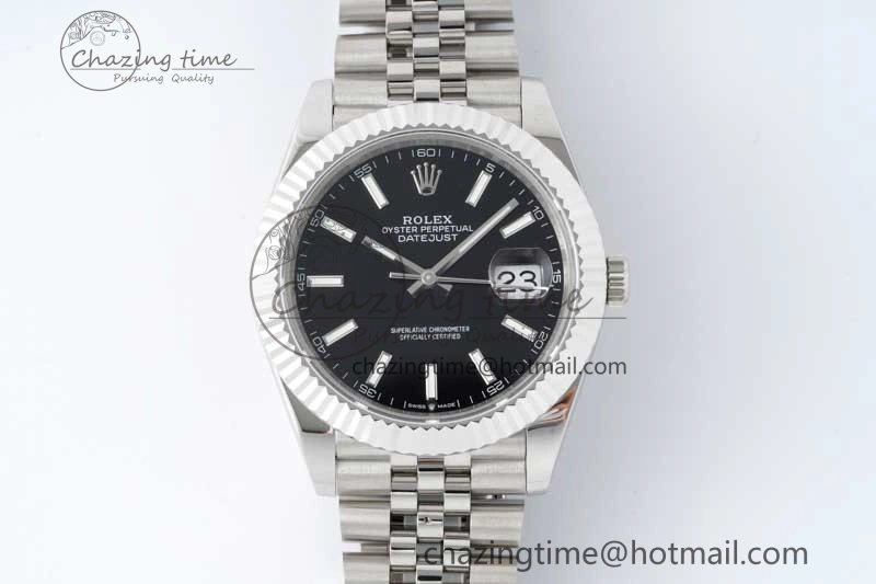 DateJust 41 SS JDF 1:1 Best Edition 904L Steel Black Stick Dial on SS Jubilee Bracelet VR3235 V Stretchable 2111