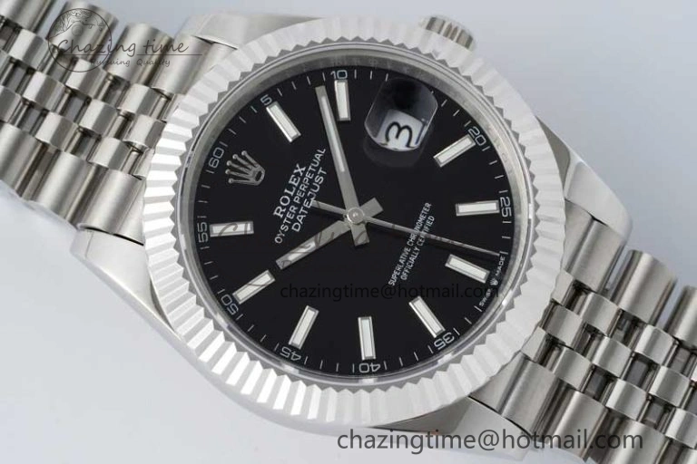 DateJust 41 SS JDF 1:1 Best Edition 904L Steel Black Stick Dial on SS Jubilee Bracelet VR3235 V Stretchable 2111