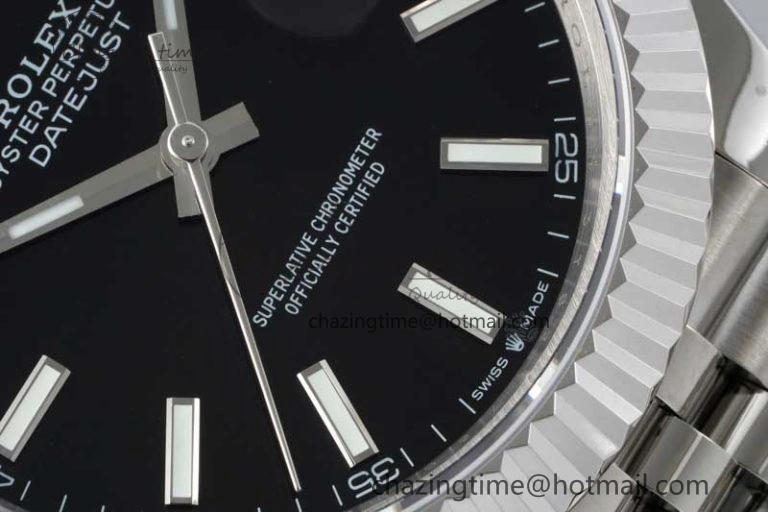 DateJust 41 SS JDF 1:1 Best Edition 904L Steel Black Stick Dial on SS Jubilee Bracelet VR3235 V Stretchable 2111