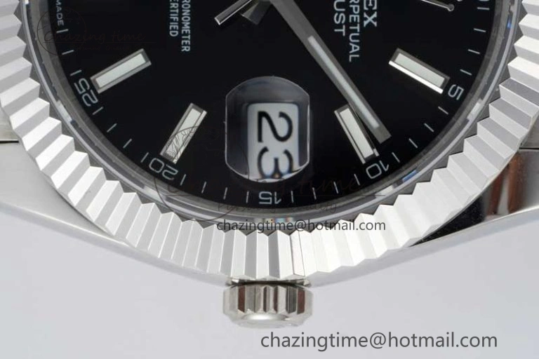 DateJust 41 SS JDF 1:1 Best Edition 904L Steel Black Stick Dial on SS Jubilee Bracelet VR3235 V Stretchable 2111