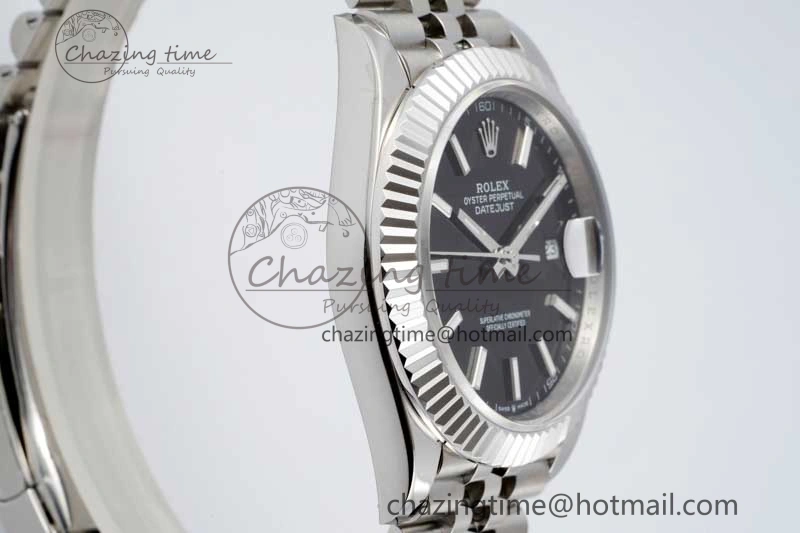 DateJust 41 SS JDF 1:1 Best Edition 904L Steel Black Stick Dial on SS Jubilee Bracelet VR3235 V Stretchable 2111