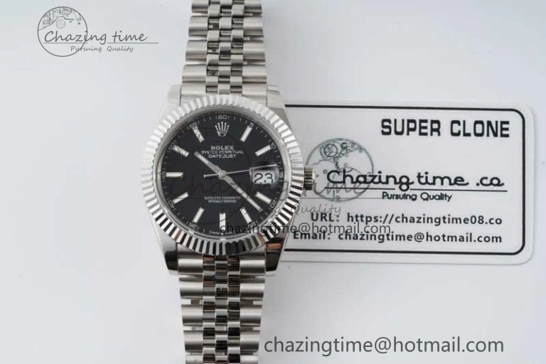 DateJust 41 SS JDF 1:1 Best Edition 904L Steel Black Stick Dial on SS Jubilee Bracelet VR3235 V Stretchable 2111