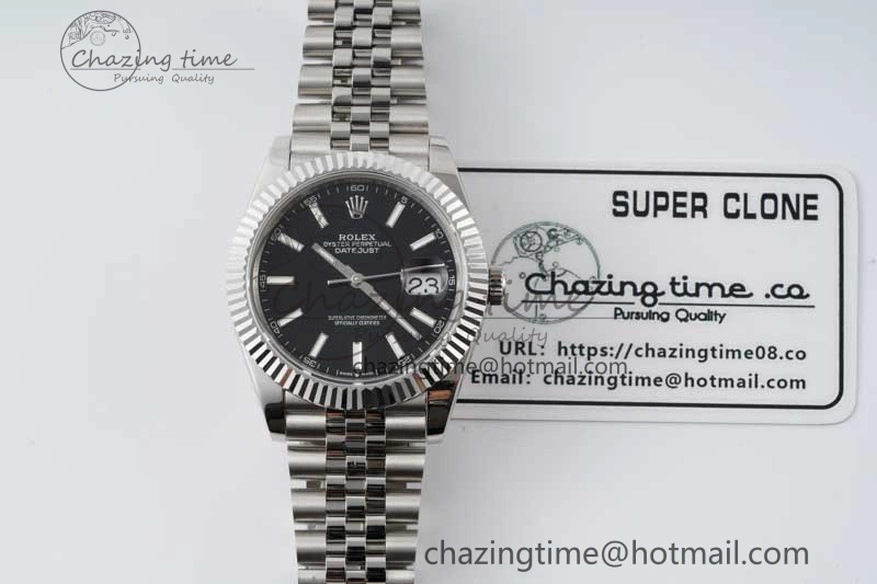 DateJust 41 SS JDF 1:1 Best Edition 904L Steel Black Stick Dial on SS Jubilee Bracelet VR3235 V Stretchable 2111