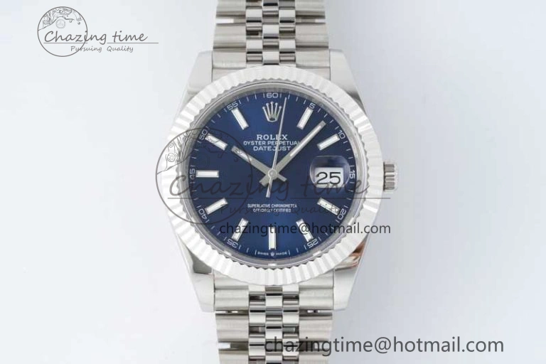DateJust 41 SS JDF 1:1 Best Edition 904L Steel Blue Stick Dial on SS Jubilee Bracelet VR3235 V GoAnywhere 2115
