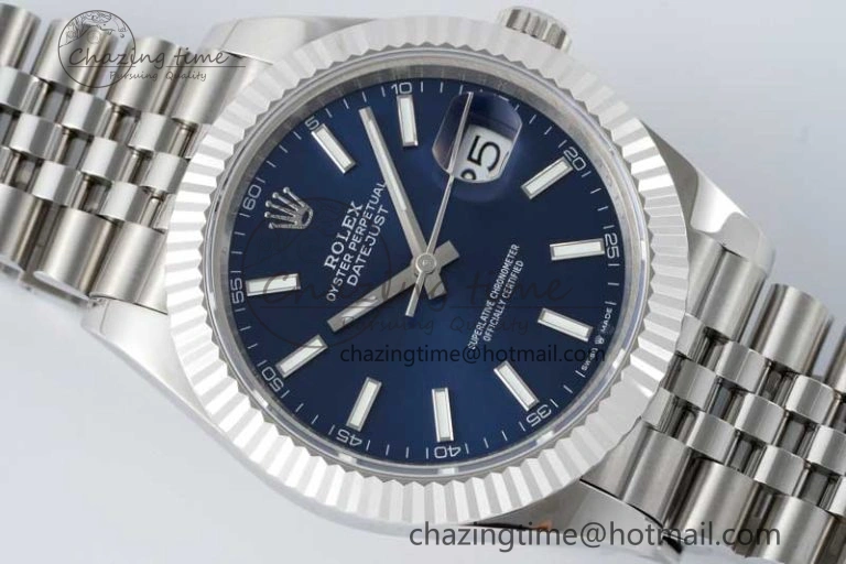 DateJust 41 SS JDF 1:1 Best Edition 904L Steel Blue Stick Dial on SS Jubilee Bracelet VR3235 V GoAnywhere 2115