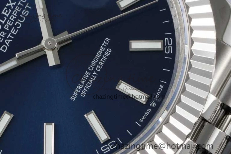 DateJust 41 SS JDF 1:1 Best Edition 904L Steel Blue Stick Dial on SS Jubilee Bracelet VR3235 V GoAnywhere 2115