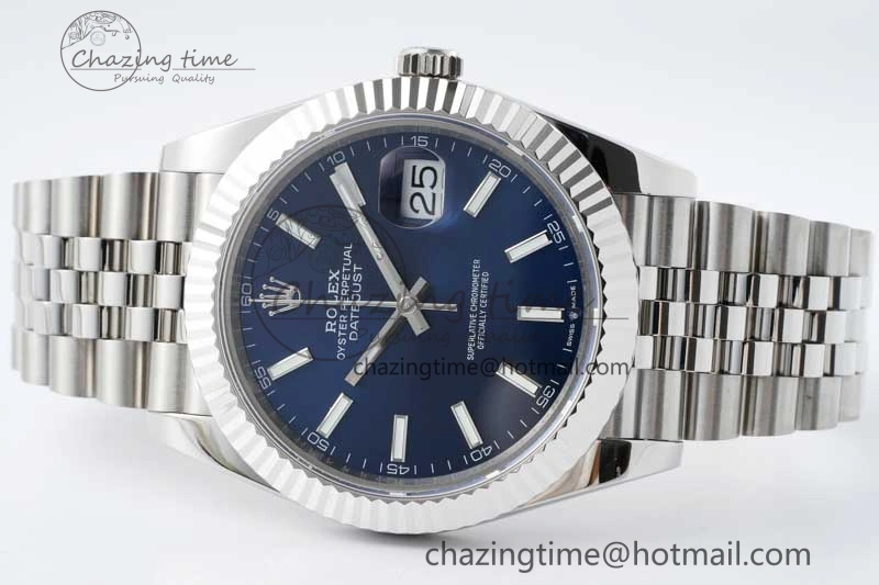 DateJust 41 SS JDF 1:1 Best Edition 904L Steel Blue Stick Dial on SS Jubilee Bracelet VR3235 V GoAnywhere 2115