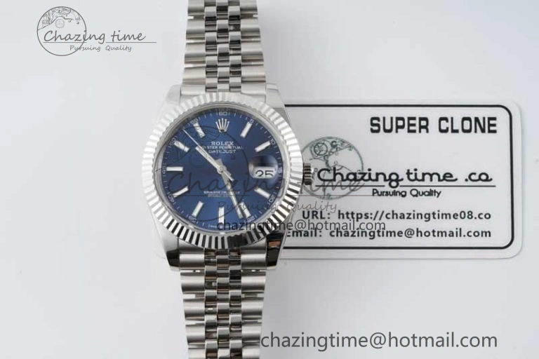 DateJust 41 SS JDF 1:1 Best Edition 904L Steel Blue Stick Dial on SS Jubilee Bracelet VR3235 V GoAnywhere 2115