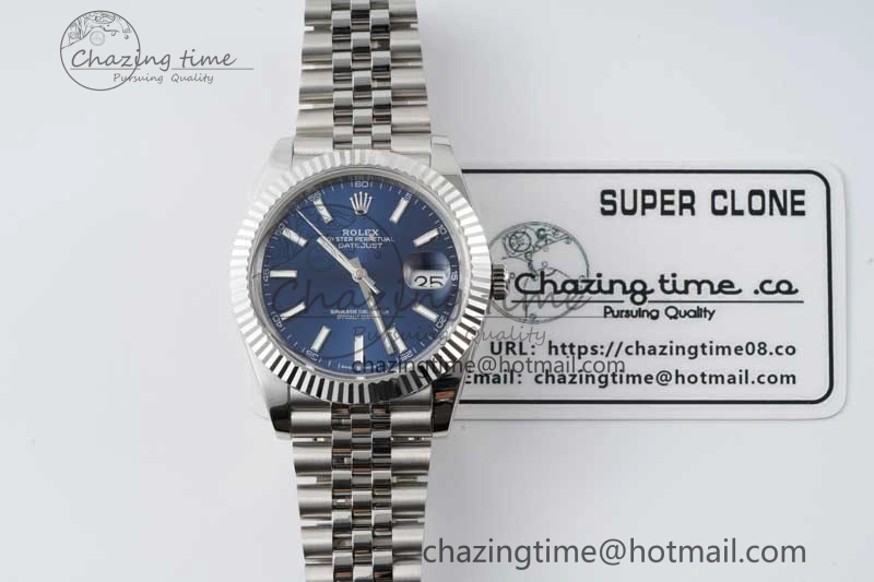 DateJust 41 SS JDF 1:1 Best Edition 904L Steel Blue Stick Dial on SS Jubilee Bracelet VR3235 V GoAnywhere 2115