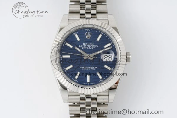 DateJust 41 SS JDF 904L Steel Blue Textured Dial on Jubilee Bracelet VR3235 V Lightweight 2235