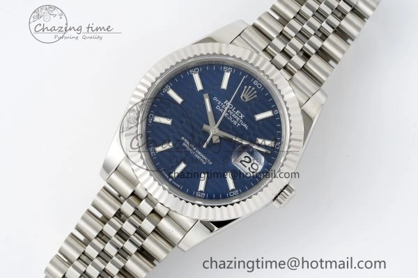 DateJust 41 SS JDF 904L Steel Blue Textured Dial on Jubilee Bracelet VR3235 V Lightweight 2235