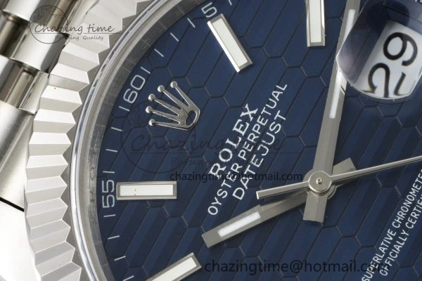 DateJust 41 SS JDF 904L Steel Blue Textured Dial on Jubilee Bracelet VR3235 V Lightweight 2235