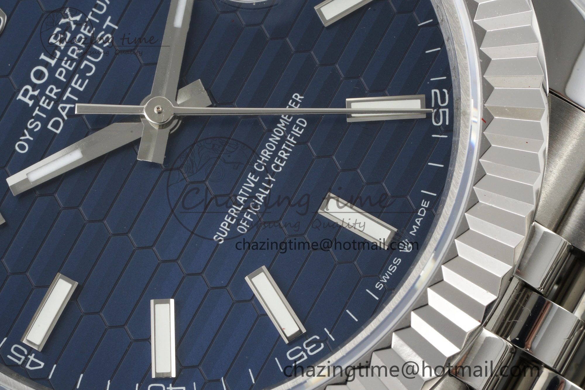 DateJust 41 SS JDF 904L Steel Blue Textured Dial on Jubilee Bracelet VR3235 V Lightweight 2235