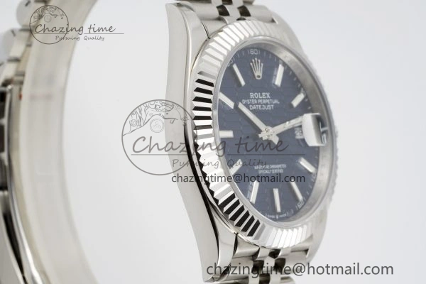 DateJust 41 SS JDF 904L Steel Blue Textured Dial on Jubilee Bracelet VR3235 V Lightweight 2235