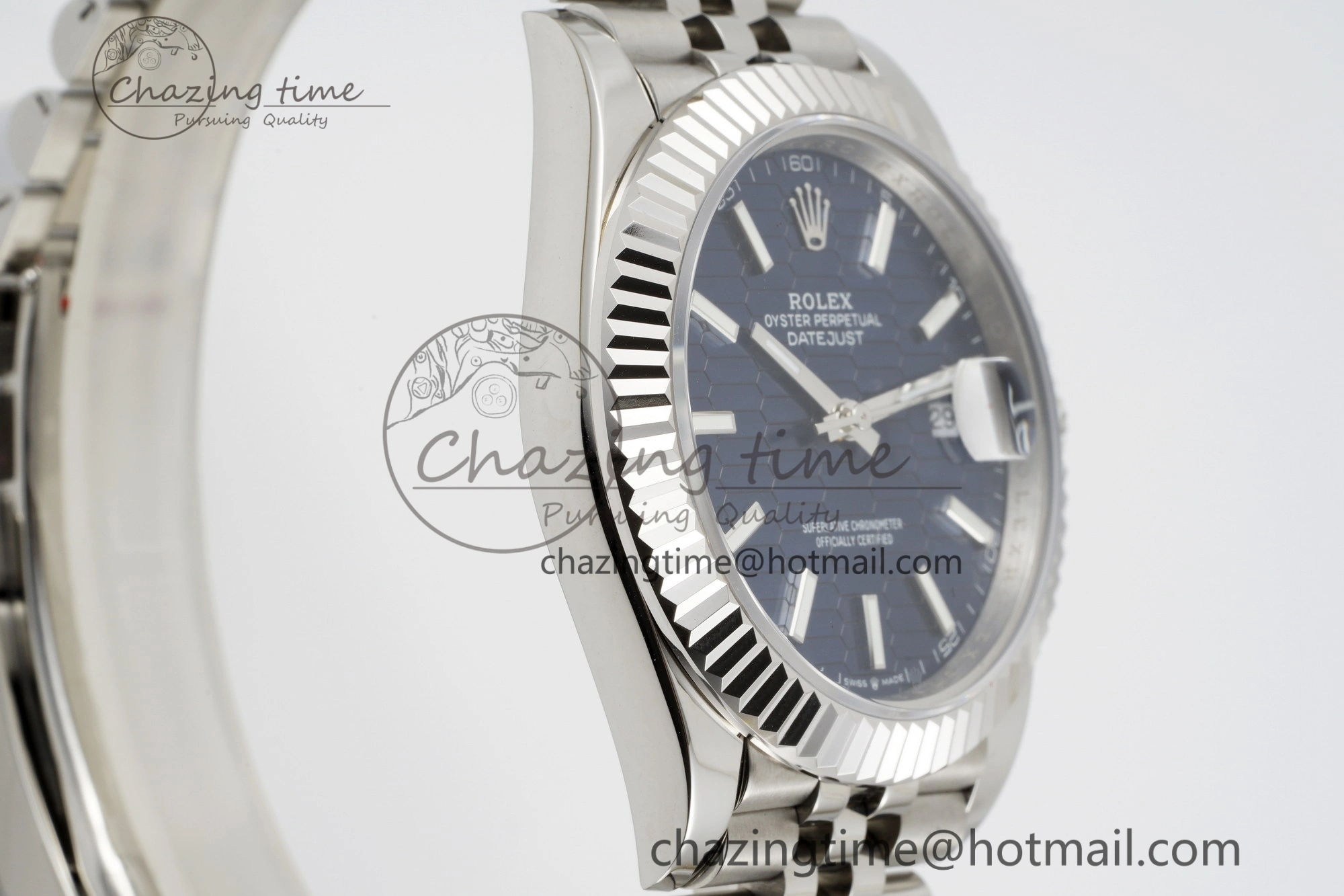 DateJust 41 SS JDF 904L Steel Blue Textured Dial on Jubilee Bracelet VR3235 V Lightweight 2235