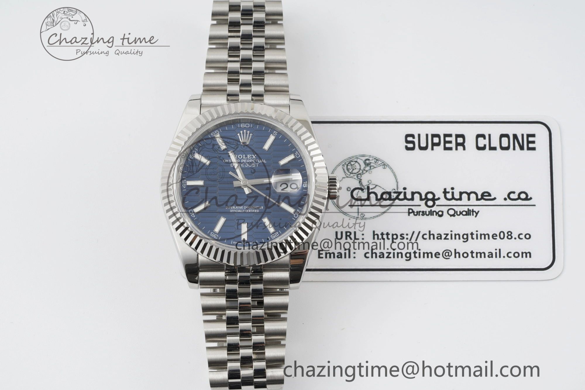 DateJust 41 SS JDF 904L Steel Blue Textured Dial on Jubilee Bracelet VR3235 V Lightweight 2235
