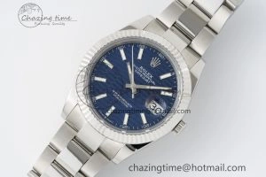Durable DateJust 41 SS JDF 904L Steel Blue Textured Dial on Oyster Bracelet VR3235 V 2236