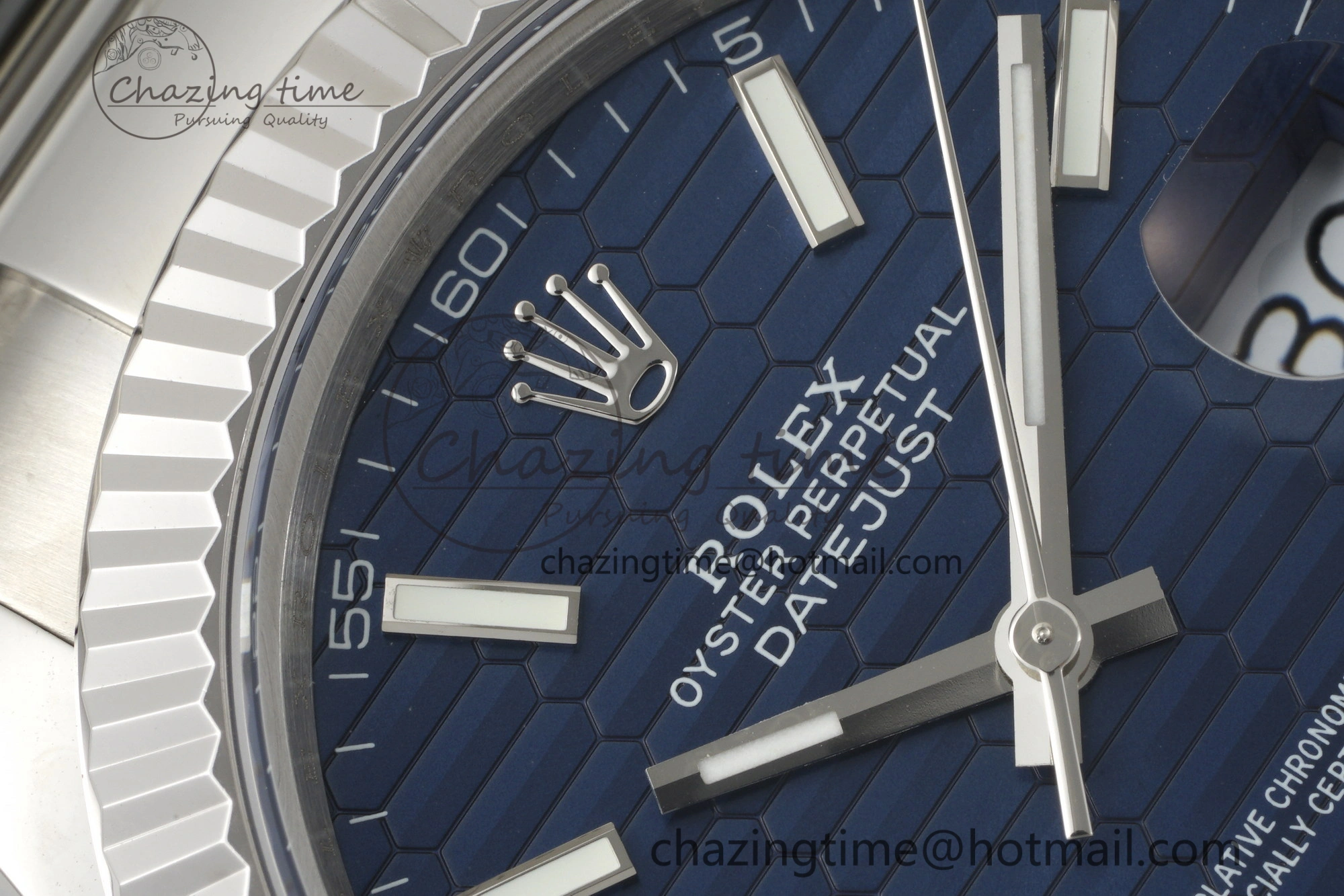 Durable DateJust 41 SS JDF 904L Steel Blue Textured Dial on Oyster Bracelet VR3235 V 2236