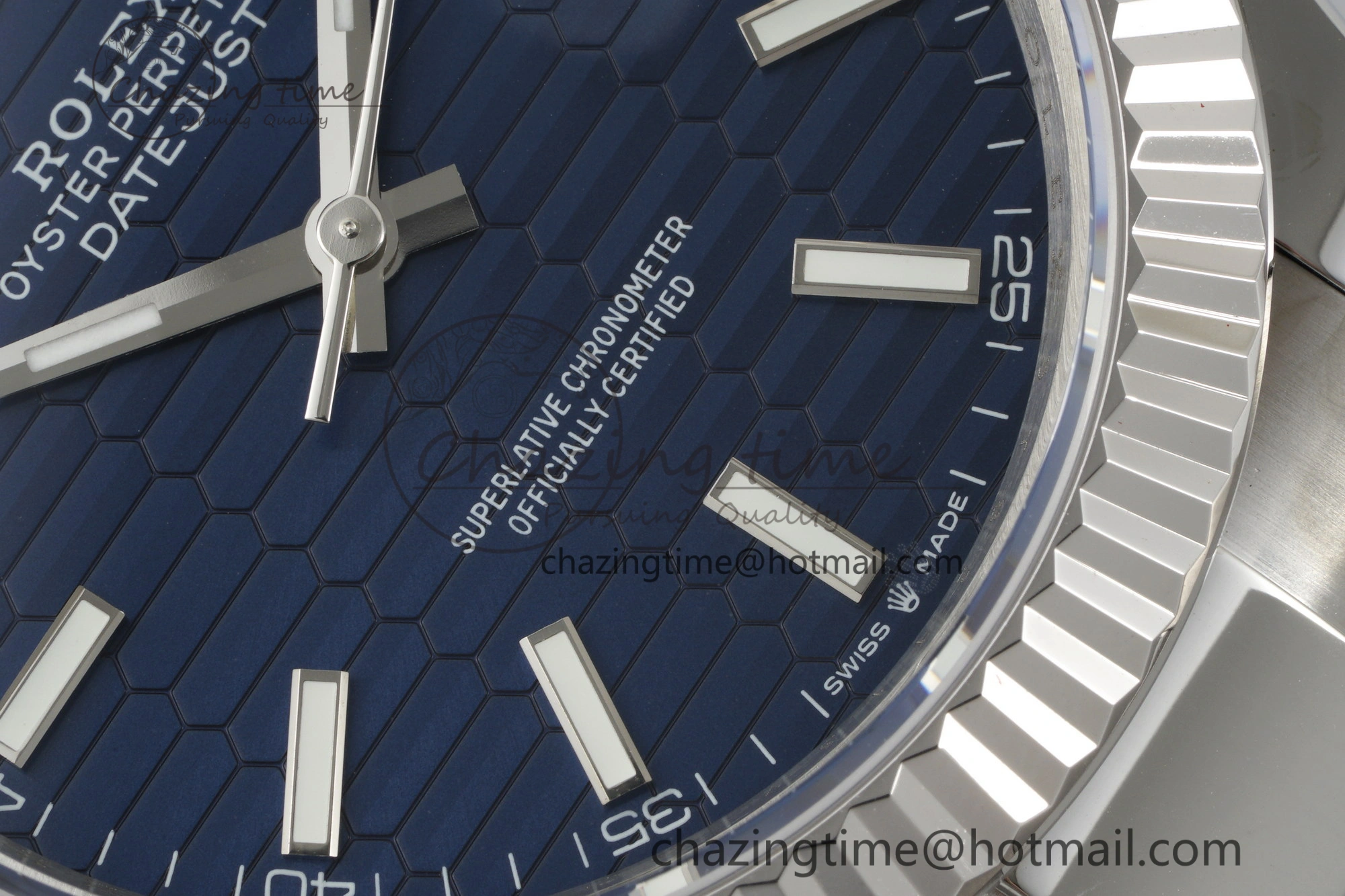 Durable DateJust 41 SS JDF 904L Steel Blue Textured Dial on Oyster Bracelet VR3235 V 2236