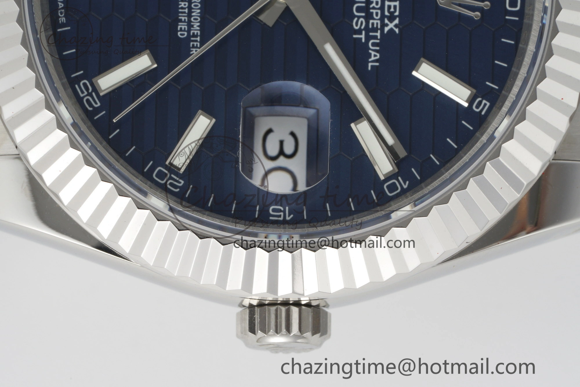 Durable DateJust 41 SS JDF 904L Steel Blue Textured Dial on Oyster Bracelet VR3235 V 2236