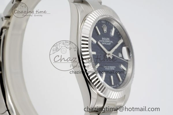 Durable DateJust 41 SS JDF 904L Steel Blue Textured Dial on Oyster Bracelet VR3235 V 2236
