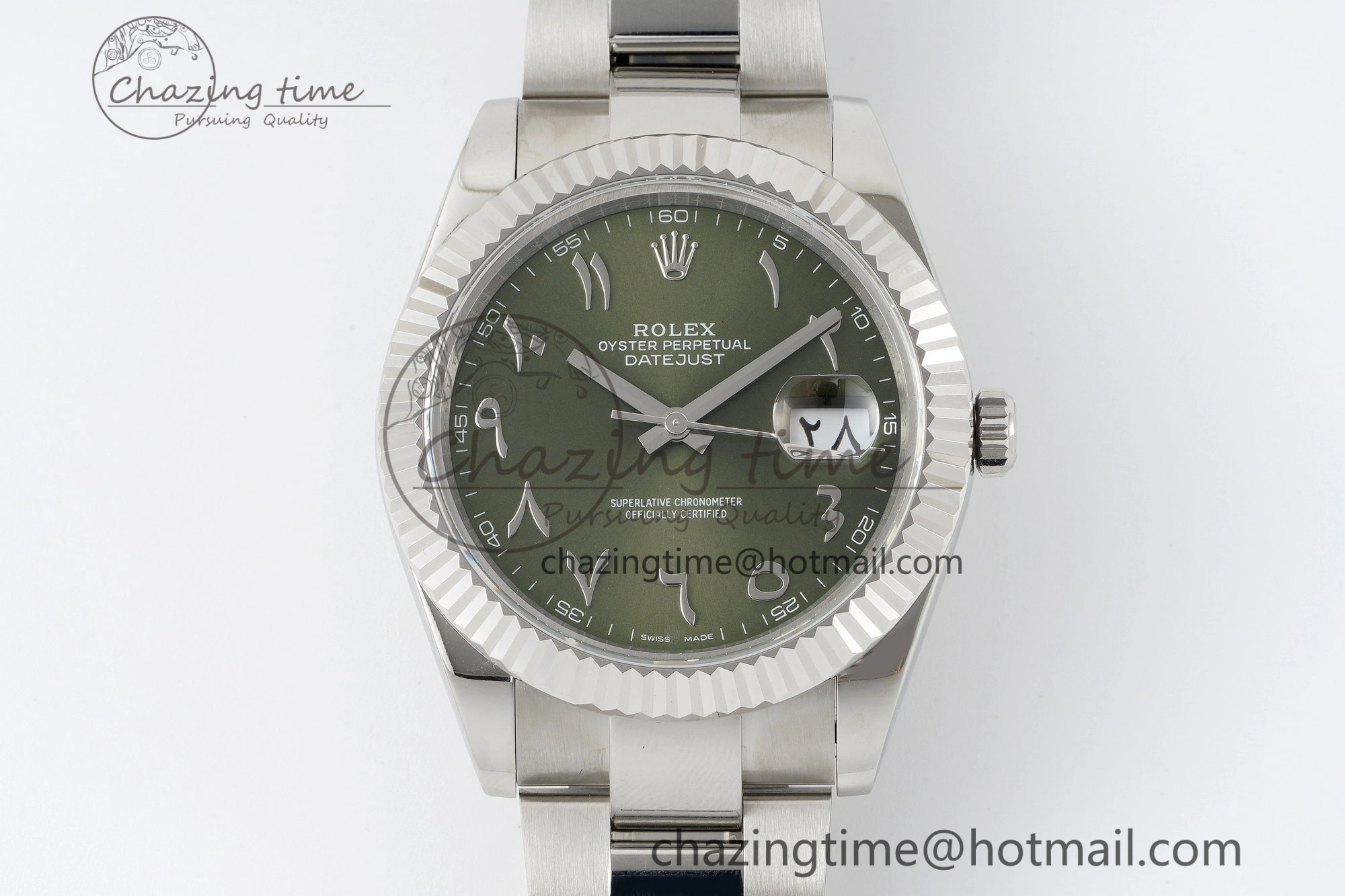 Premium DateJust 41 SS JDF 904L Steel Green Sundust Dial Arabic Markers on Oyster Bracelet VR3235 V 2238