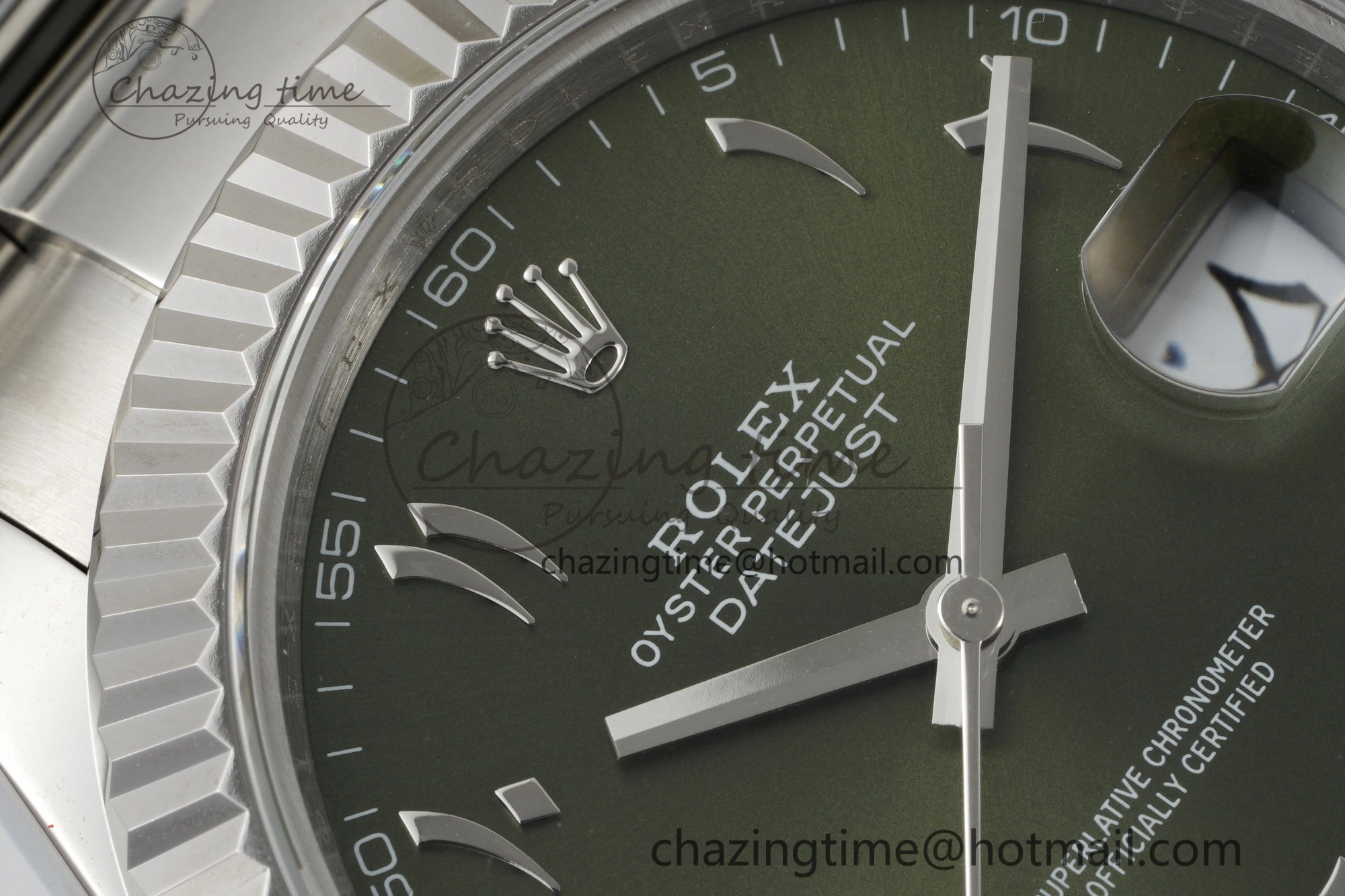 Premium DateJust 41 SS JDF 904L Steel Green Sundust Dial Arabic Markers on Oyster Bracelet VR3235 V 2238