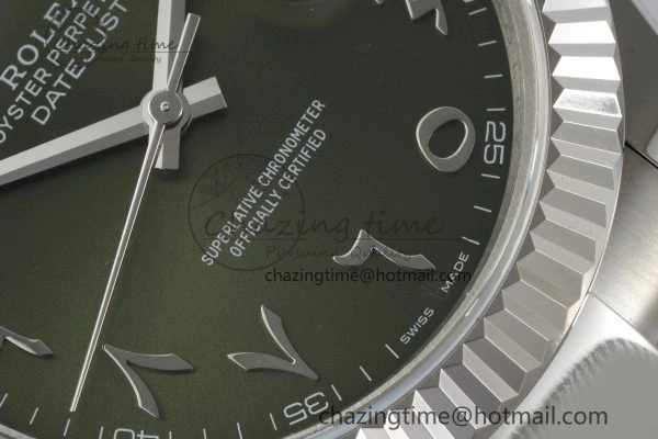 Premium DateJust 41 SS JDF 904L Steel Green Sundust Dial Arabic Markers on Oyster Bracelet VR3235 V 2238