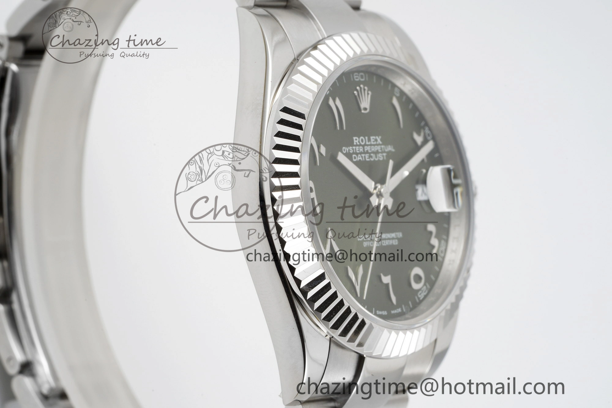 Premium DateJust 41 SS JDF 904L Steel Green Sundust Dial Arabic Markers on Oyster Bracelet VR3235 V 2238