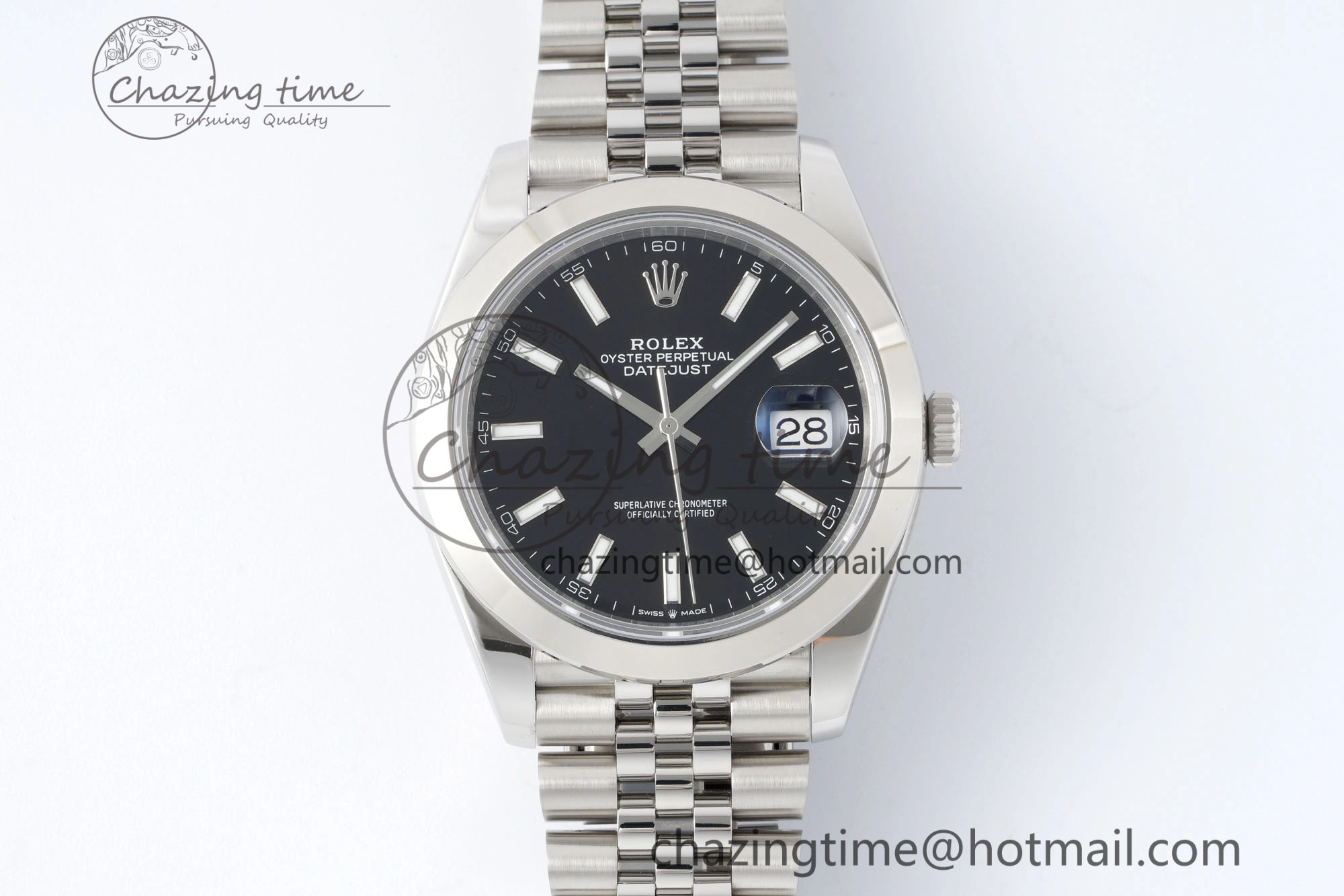 DailyWear DateJust 41 SS Polished Bezel KING 1:1 Best Edition 904L Steel Black Stick Dial on Jubilee Bracelet VR 2161