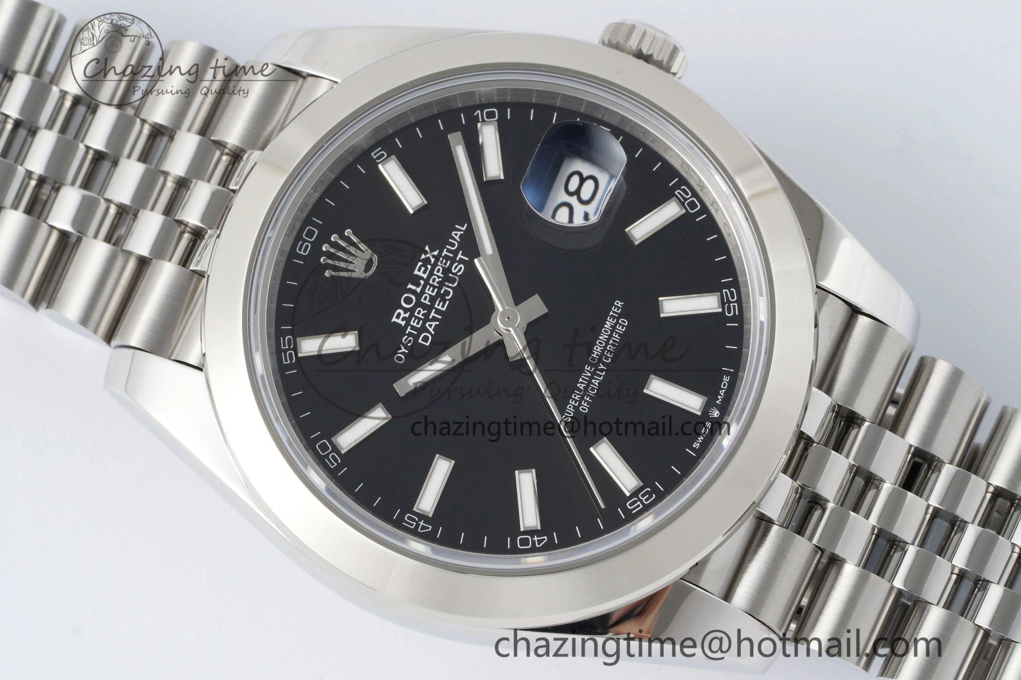 DailyWear DateJust 41 SS Polished Bezel KING 1:1 Best Edition 904L Steel Black Stick Dial on Jubilee Bracelet VR 2161
