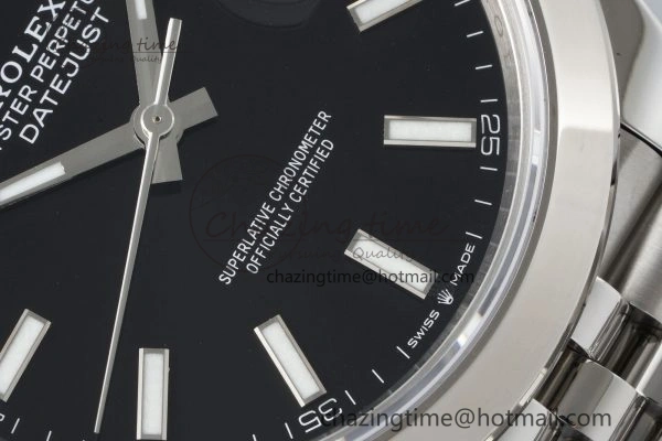 DailyWear DateJust 41 SS Polished Bezel KING 1:1 Best Edition 904L Steel Black Stick Dial on Jubilee Bracelet VR 2161