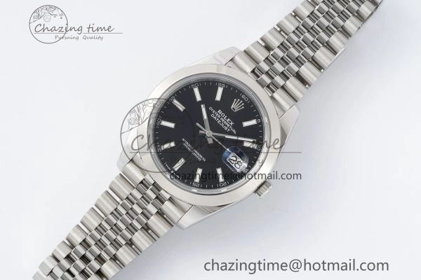 DailyWear DateJust 41 SS Polished Bezel KING 1:1 Best Edition 904L Steel Black Stick Dial on Jubilee Bracelet VR 2161