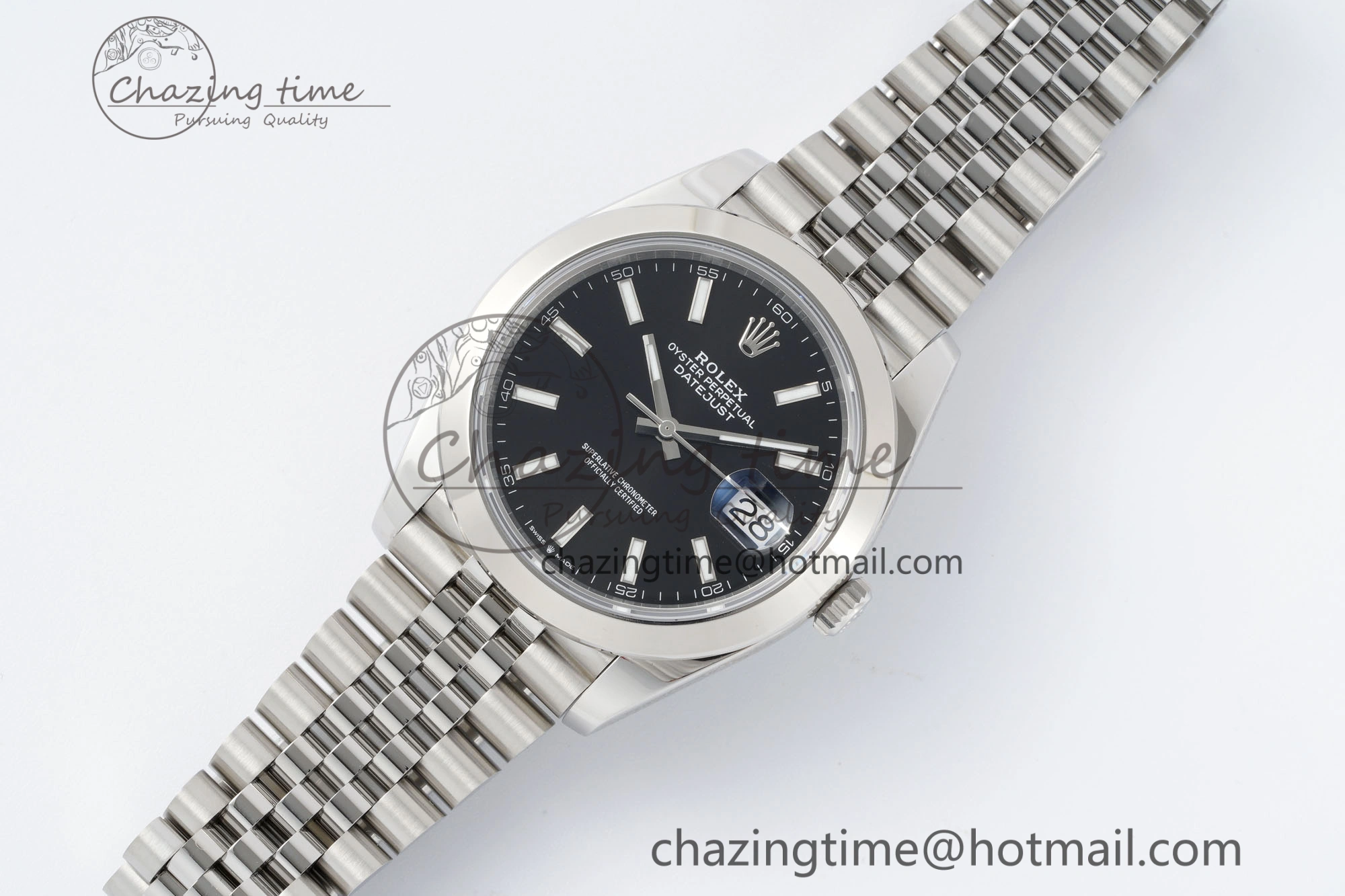 DailyWear DateJust 41 SS Polished Bezel KING 1:1 Best Edition 904L Steel Black Stick Dial on Jubilee Bracelet VR 2161