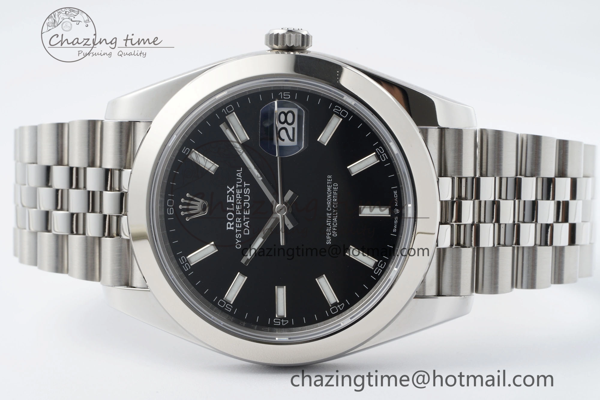 DailyWear DateJust 41 SS Polished Bezel KING 1:1 Best Edition 904L Steel Black Stick Dial on Jubilee Bracelet VR 2161