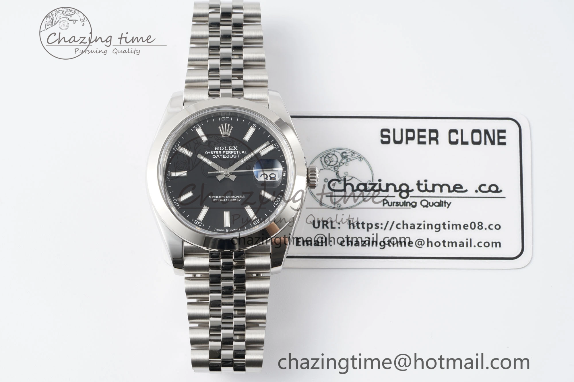 DailyWear DateJust 41 SS Polished Bezel KING 1:1 Best Edition 904L Steel Black Stick Dial on Jubilee Bracelet VR 2161