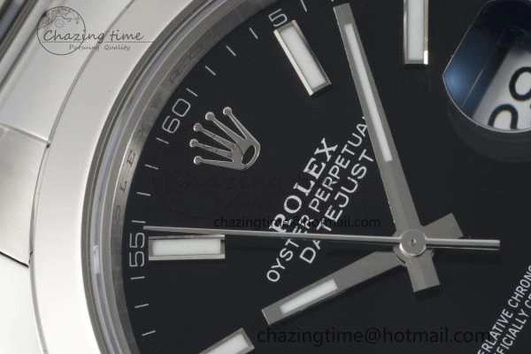 DateJust 41 SS Polished Bezel KING 1:1 Best Edition 904L Steel Black Stick Dial on Oyster Bracelet VR Sophisticated 2166